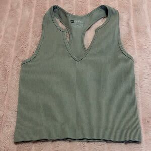 Others Follow Ribbed V-Neck Racerback Tank - grey
